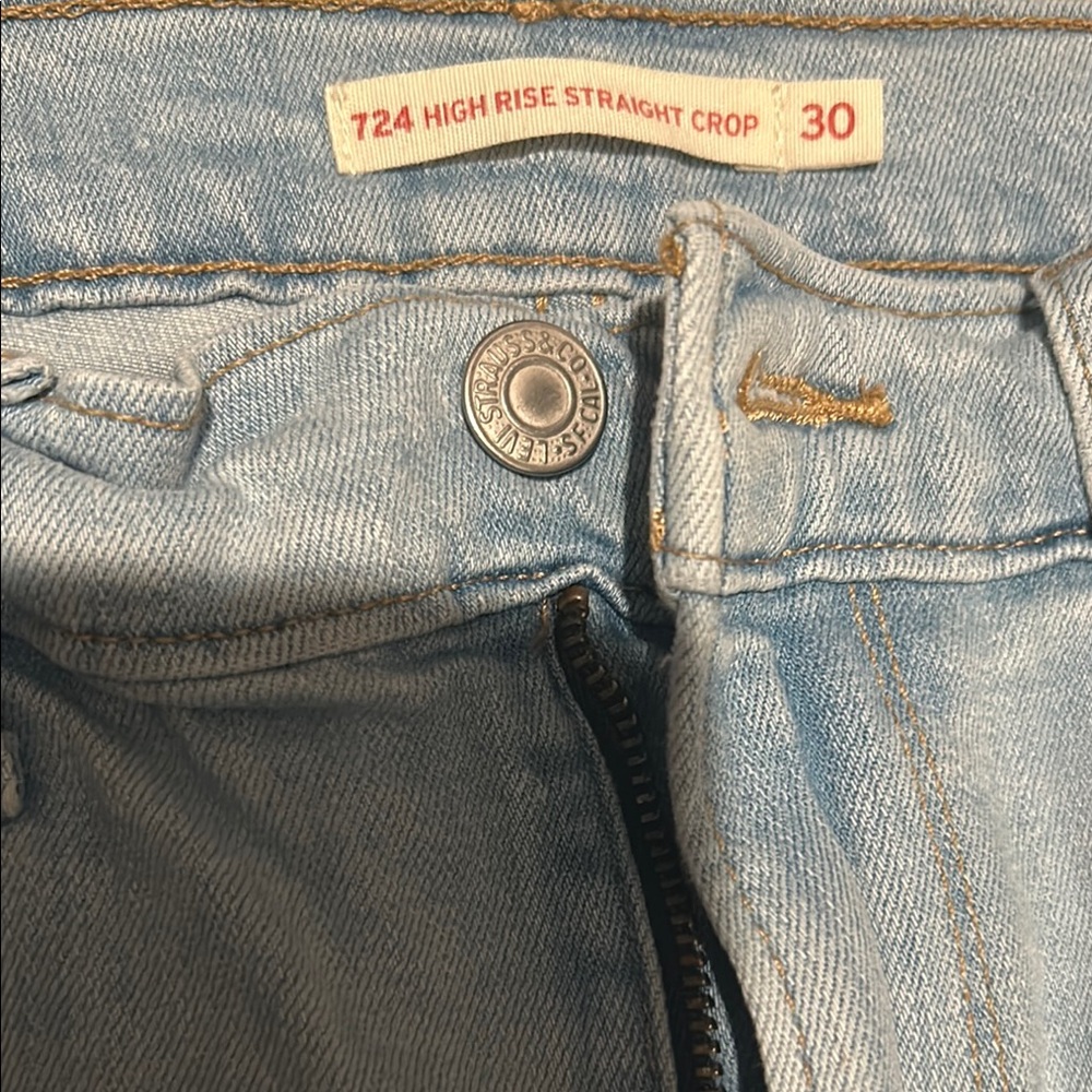 Levi's Light Blue High Rise Straight Crop Jeans